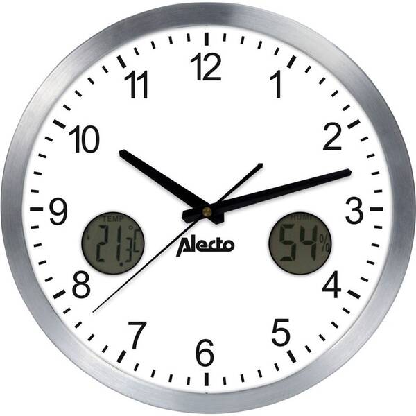 Nástěnné hodiny Alecto AK-15 stříbrné/bílé

