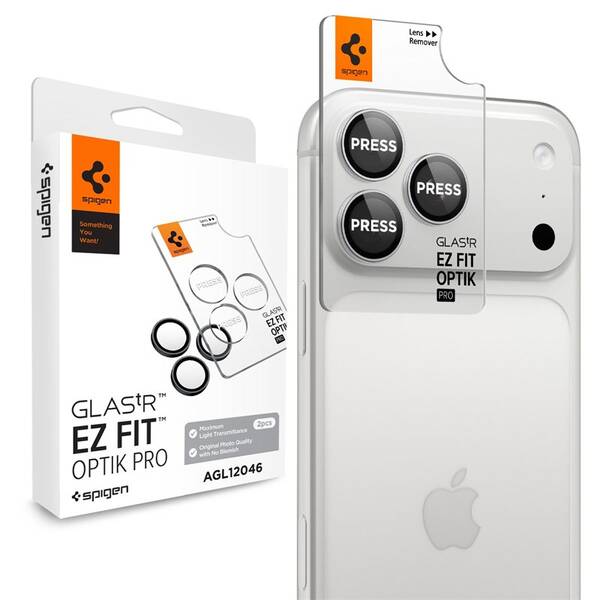 Tvrzené sklo Spigen tR EZ Fit Optik Pro na Apple iPhone 18 Pro Max/18 Pro (2 ks) stříbrné

