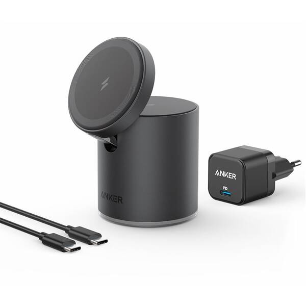 Bezdrátová nabíječka Anker PowerWave Mag-Go 2-in-1 Dock černá

