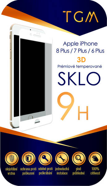 Tvrzené sklo TGM 3D na Apple iPhone 7+/8+ bílé

