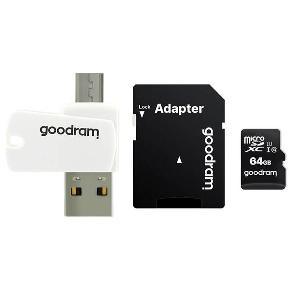 Paměťová karta Goodram MicroSDXC 64GB 10 UHS I All in One + adaptér + čtečka 

