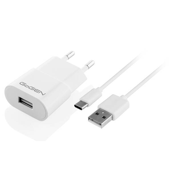 Nabíječka do sítě GoGEN ACH 103 CC,1x USB 1A, 5W + USB-C kabel 1m bílá

