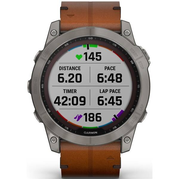 Chytré hodinky Garmin fenix 7X Sapphire Solar Style - Titan/ Brown Leather Band 

