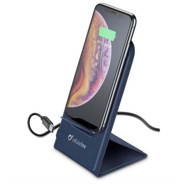 Bezdrátová nabíječka CellularLine Wireless Passport, skládací, 10W modrá


