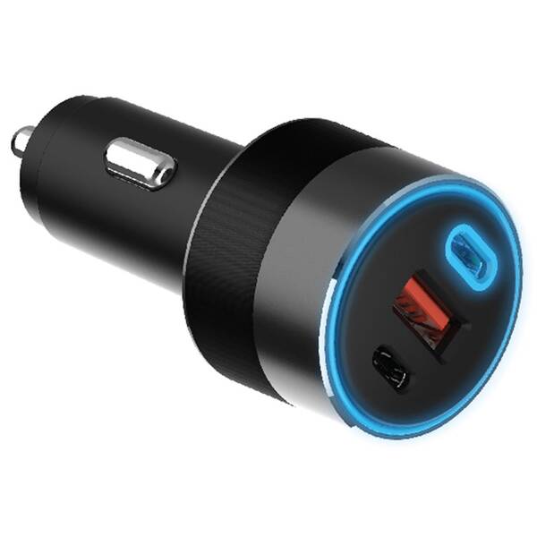 Adaptér do auta WG 3× USB 130W, USB-C PD 100W/USB-C 30W/USB-A 18W černý

