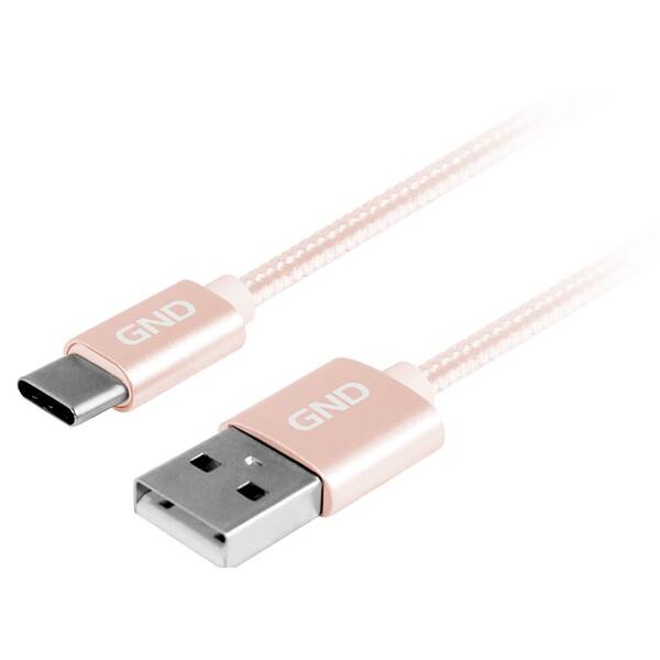 Kabel GND USB / USB-C, 2m, opletený zlatý


