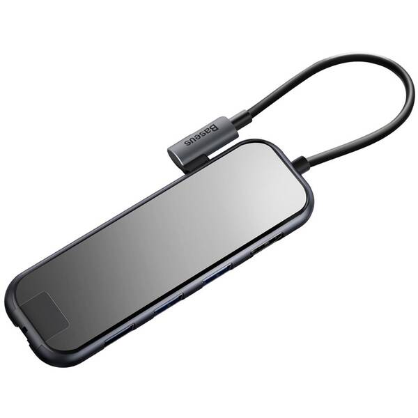USB Hub Baseus USB-C/3x USB 3.0, HDMI, RJ45, USB-C PD šedý

