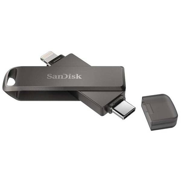 USB Flash SanDisk iXpand Luxe 64GB, USB-C + Lightning šedá barva
