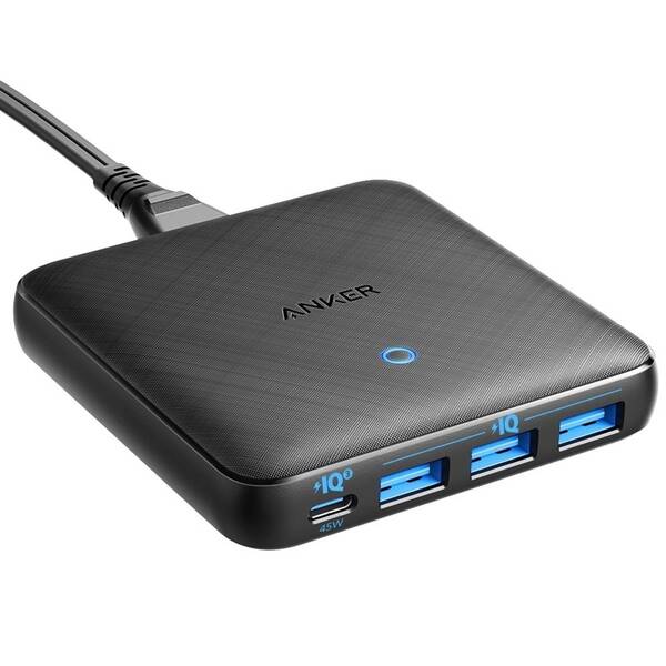Nabíječka do sítě Anker PowerPort Atom III Slim USB-C 45W, 3x USB-A, 20W černá

