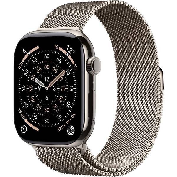 Chytré hodinky Apple GPS + Cellular 46mm přírodní titan - přírodní milánský tah - S/M 

