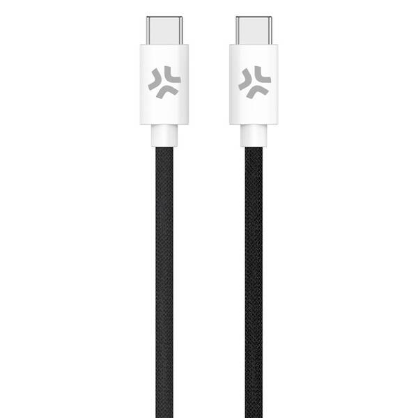 Kabel Celly USB-C/USB-C, opletený (bavlněný), 60 W, 1,5 m černý


