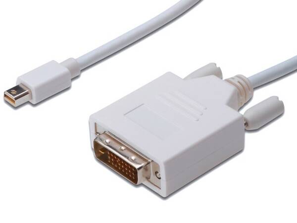 Kabel PremiumCord Mini DisplayPort / DVI, M/M, 1m bílý

