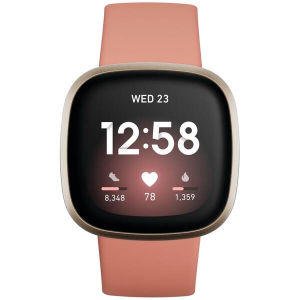 Chytré hodinky Fitbit Versa 3 - Pink Clay/Soft Gold Aluminum 

