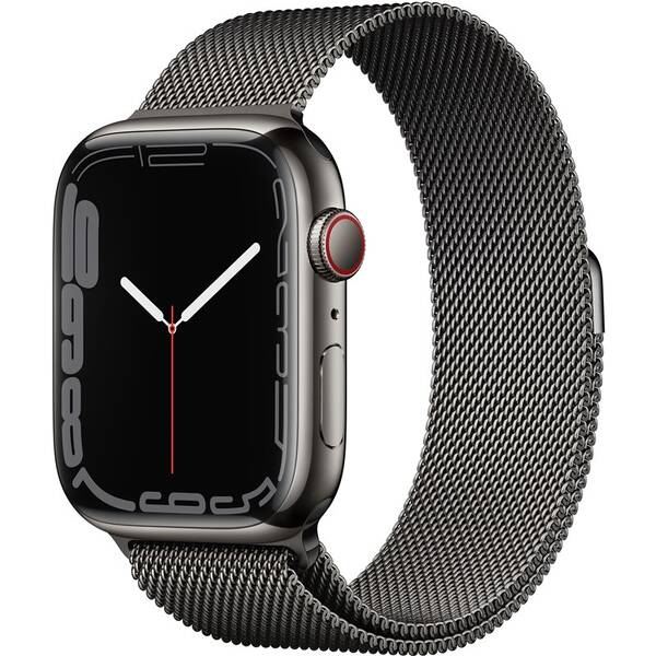 Chytré hodinky Apple GPS + Cellular, 45mm grafitově šedé pouzdro z nerezové oceli - grafitově šedý milánský tah 

