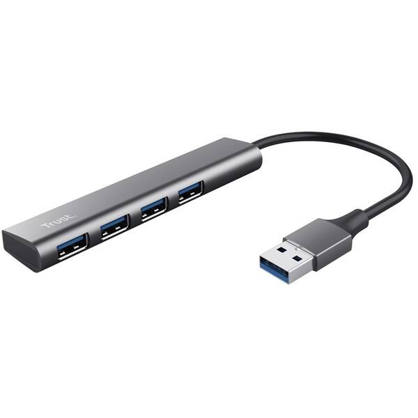 USB Hub Trust Halyx Aluminium USB/4x USB 3.2 Gen1 stříbrný

