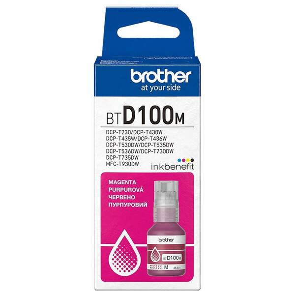 Inkoustová náplň Brother BTD100M, 5000 stran purpurová

