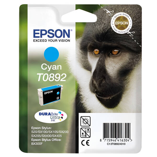 Inkoustová náplň Epson T0892, 3,5 ml azurová

