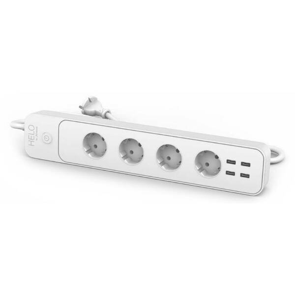 Kabel prodlužovací Strong Helo-POWER-4-EU, WiFi, 4x zásuvka, 4x USB, 1,5 m bílý

