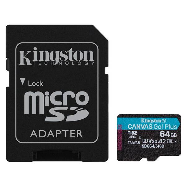 Paměťová karta Kingston MicroSDXC 64GB U3 UHS-I (200R/160W) + adaptér 

