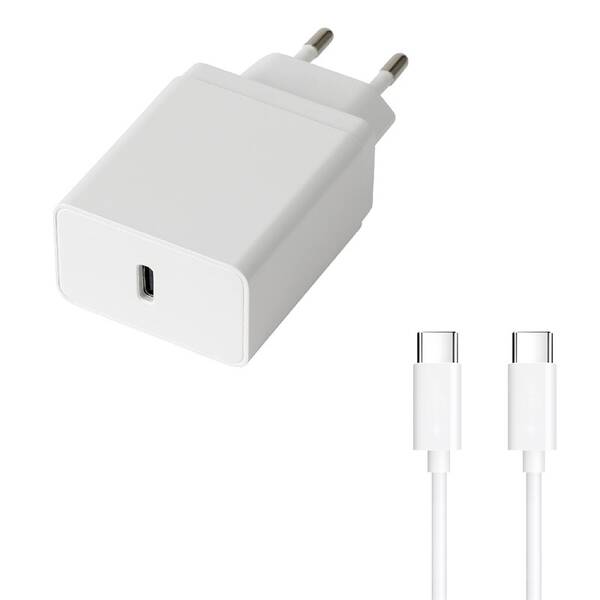 Nabíječka do sítě WG 1xUSB-C PD, 18W + USB-C kabel bílá


