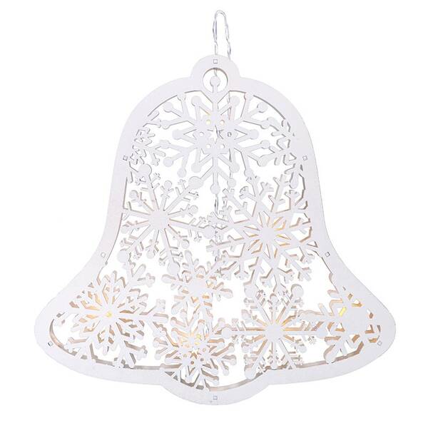 LED dekorace Solight dřevěný vánoční zvoneček, 9x LED, bílá, 30cm, časovač, 2x AA 

