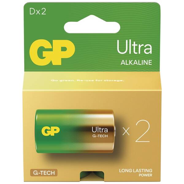 Baterie alkalická GP Ultra D (LR20), 2 ks 

