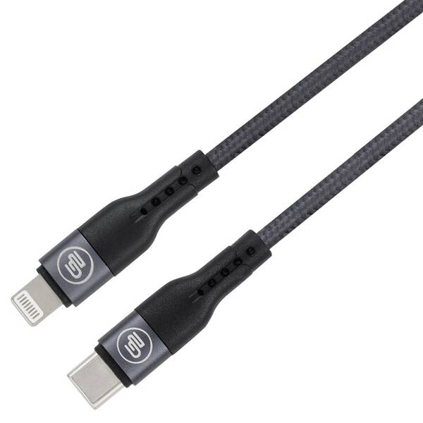Kabel GoGEN USB-C / Lightning, 1 m, opletený, zkumavka grafitový

