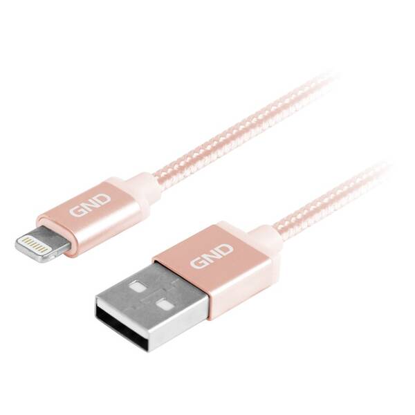 Kabel GND USB / lightning MFI, 1m, opletený zlatý

