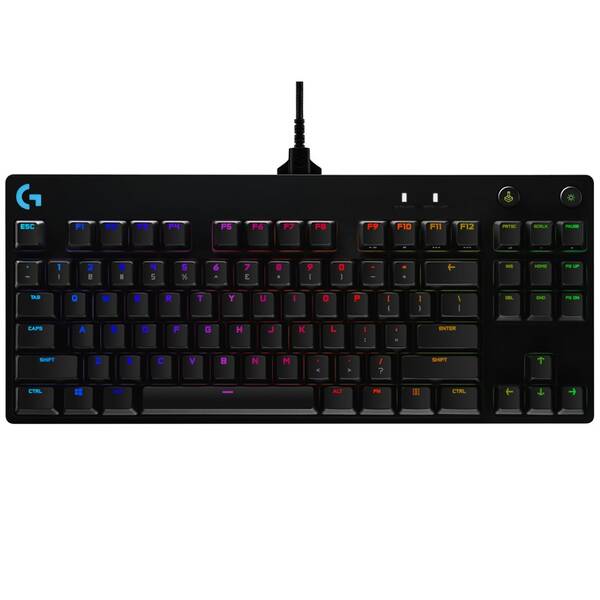 Klávesnice Logitech G Pro, GX Blue Clicky, CZ černá barva
