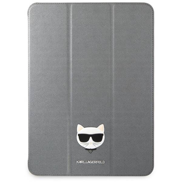 Pouzdro na tablet Karl Lagerfeld Choupette Head Saffiano na Apple iPad Pro 11" stříbrné

