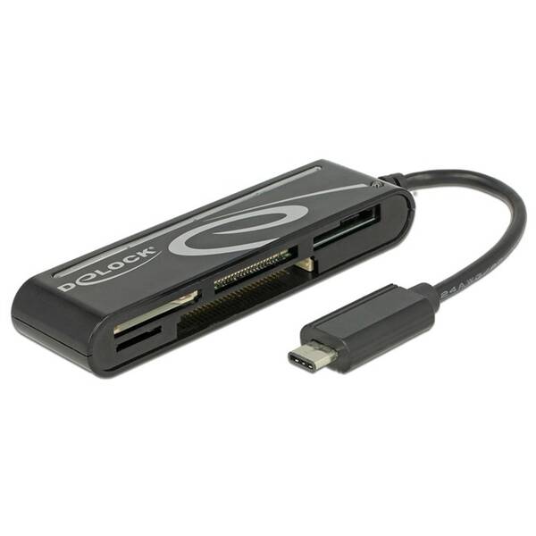 Čtečka paměťových karet DeLock USB-C/SD, micro SD, xD, MS, CF černá

