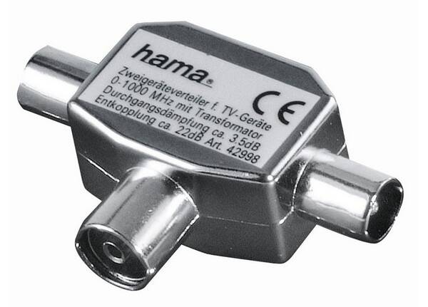 Anténní rozbočovač Hama pro TV, 1x koaxiální zásuvka - 2x koaxiální vidlice 

