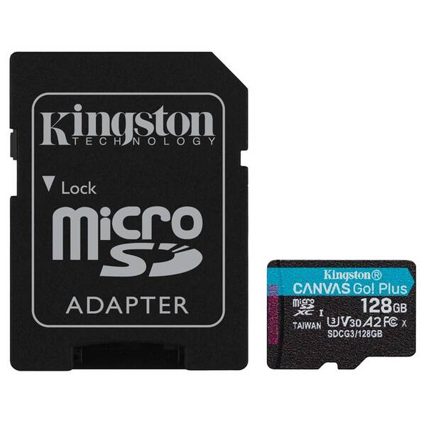 Paměťová karta Kingston MicroSDXC 128GB UHS-I U3 (170R/90W) + adaptér 

