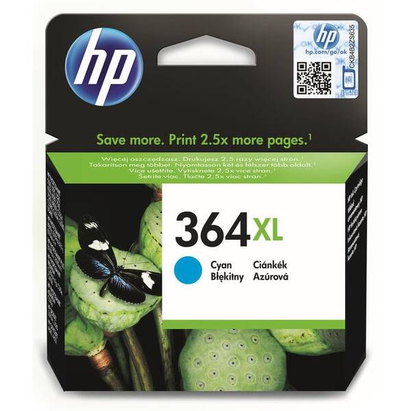 Inkoustová náplň HP 364XL, 750 stran azurová

