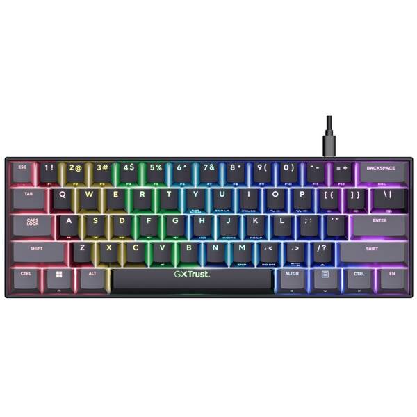 Klávesnice Trust GXT 867 Acira 60 Mini, US layout černá

