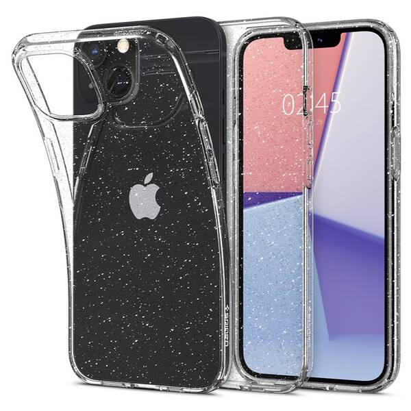 Kryt na mobil Spigen Liquid Crystal Glitter na Apple iPhone 13 průhledný

