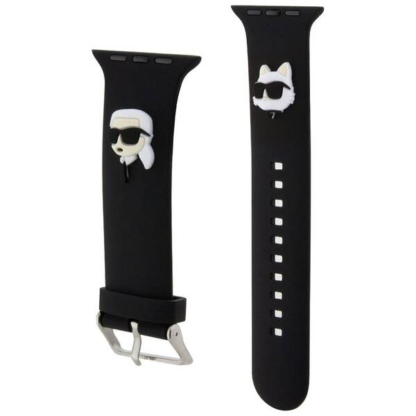 Řemínek Karl Lagerfeld Karl and Choupette na Apple Watch 42/44/45mm černý

