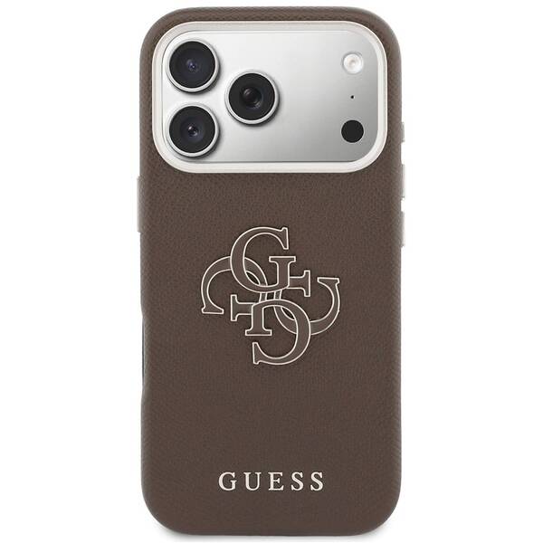 Kryt na mobil Guess PU Resin Logo na Apple iPhone 17 Pro hnědý

