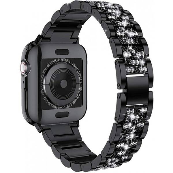 Řemínek WG extra, kovový, na Apple Watch 42/44/45/49 mm + adapter černý

