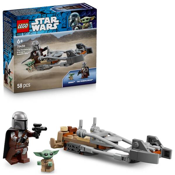 Stavebnice LEGO® Star Wars™ 75436 Mandalorian a Grogu a spídrová motorka 

