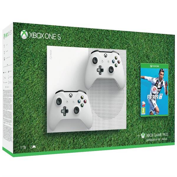 Herní konzole Microsoft 1 TB + 2 ovladače + FIFA 19 
