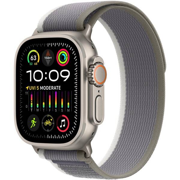 Chytré hodinky Apple GPS + Cellular, 49mm pouzdro z titanu - zeleno-šedý trailový tah - M/L 

