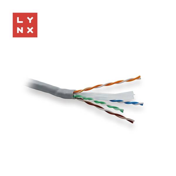 Kabel Lynx UTP Cat6, PVC (Eca), celoměděný, vnitřní, box 305m šedý

