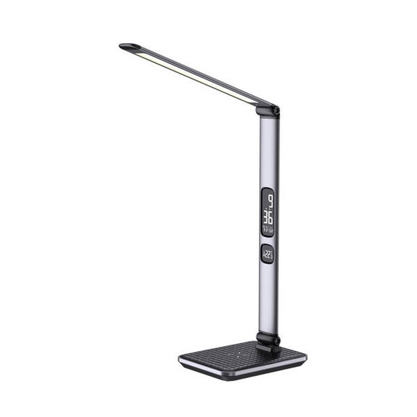 Stolní lampička IMMAX HERON NEW, Qi nabíjení,  8,5W, stmívatelná stříbrná

