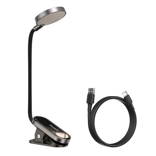 LED světlo Baseus na čtení s klipem šedé

