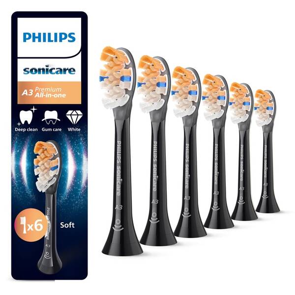 Náhradní hlavice Philips HX9096/88 (6 ks) černá


