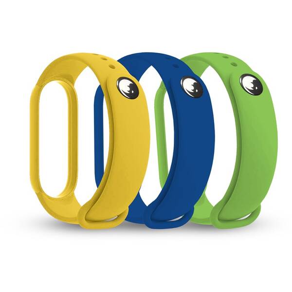 Řemínek RhinoTech na Xiaomi Mi Band 3/4 (3 Pack) modrý/žlutý/zelený


