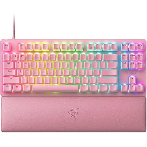 Klávesnice Razer Huntsman V2 Tenkeyless (Red Switch) - Quartz - US Layout růžová

