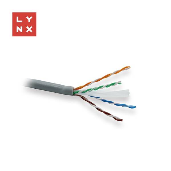 Kabel Lynx UTP Cat6, LSOH, celoměděný, vnitřní, box 305m šedý

