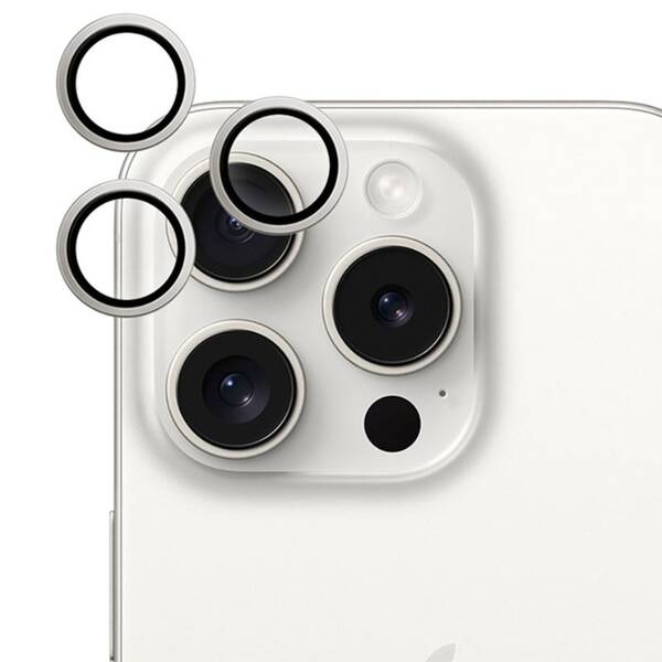 Ochranné sklo čočky fotoaparátu Epico Aluminium Lens Protector na Apple iPhone 15 Pro/15 Pro Max stříbrné

